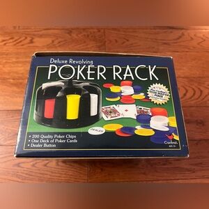 🆕Deluxe Revolving Poker Rack with Chips and Cards